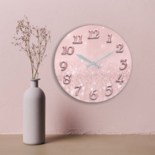 Relógio Grande Cinza de prata reluzente Rosa Mínima Rosa Invertid