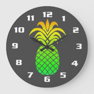 Relógio Grande Cinzas de ananás tropicais, simples e eleganas