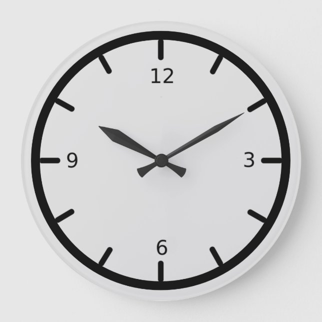 Relógio Grande Cinzas de prata elegantes e pretas (Frente)