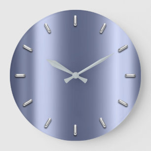 Relógio Grande Cinzas de prata mínimas metálicas da grafite azu