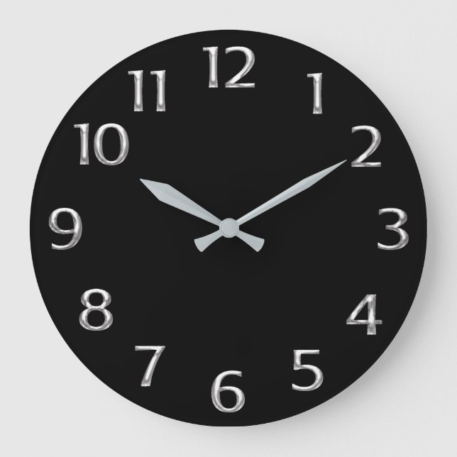 Relógio Grande Cinzas de prata Numers árabe cinzento do metal (Frente)