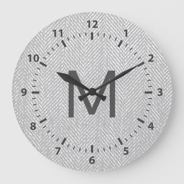 Relógio Grande Cinzas Modernas e Sutis Brancos (Frente)