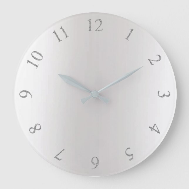 Relógio Grande Cinzas monocromáticas de relva prensam números do  (Frente)