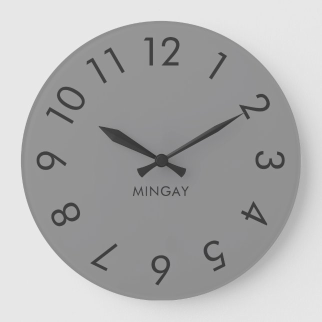 Relógio Grande Cinzas Sólidas Personalizadas Modernas e Minimalis (Frente)