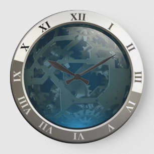 Relógio Grande Circuitos & engrenagens azuis feitos sob encomenda