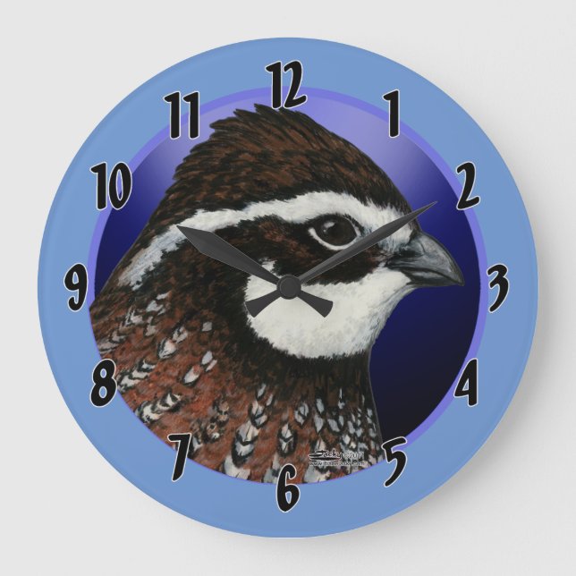 Relógio Grande Círculo de Cabeça de Codorna Bobwhite (Frente)