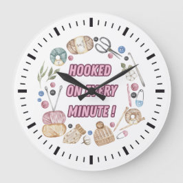 Relógio Grande Círculo de Elementos Crochet "Ligado a cada minuto