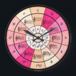 Relógio Grande Círculo de quinze design elegantes para músicos<br><div class="desc">Na moda e vintage moderna,  com um círculo de 5° relógio design com chaves principais e seus menores relativos,  além das grandes tríades. A ideia mais única e excelente de presente para professores e estudantes de música ou para o amante da música em sua vida.</div>