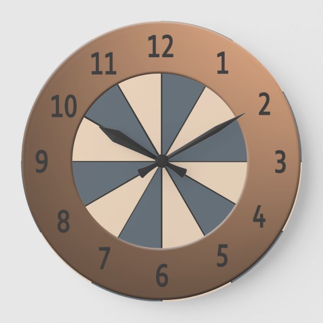 Relógio Grande Círculo de Raios de Pêssego Modernos - Dígitos Met (Frente)