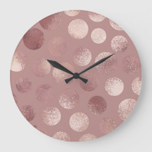 Relógio Grande Círculos Dourados rosa: Abstrato de Vintage