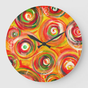Relógio Grande Círculos escuros e Abstrato originais