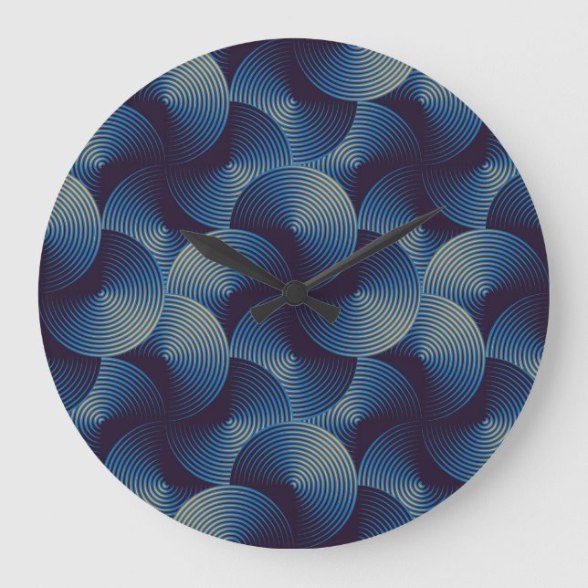 Relógio Grande Círculos metálicos ilusão óptica, patamar sem cost (Frente)