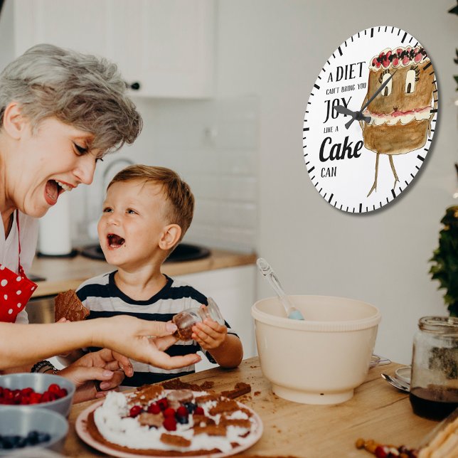 Relógio Grande Citação do bolo engraçado (Funny cake lovers joke wall clock)