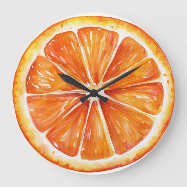 Relógio Grande Citrus Orange Fruit Slice Round Clock (Frente)