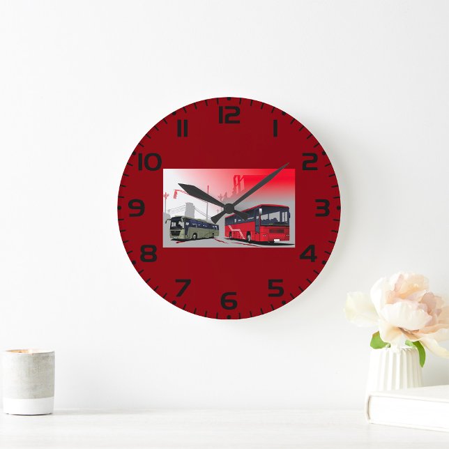 Relógio Grande City Busa Red Green Coaches em Urban Street (Criador carregado)