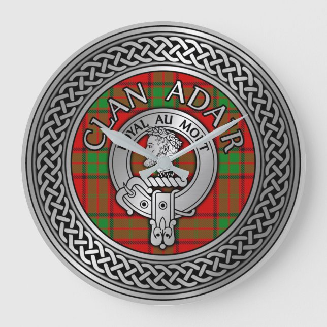 Relógio Grande Clan Adair Crest & Tartan Knot (Frente)