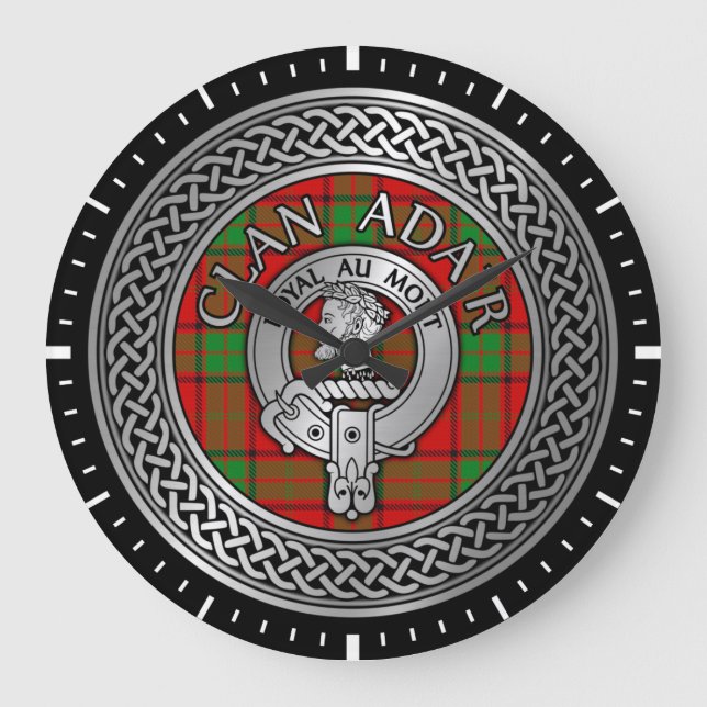 Relógio Grande Clan Adair Crest & Tartan Knot (Frente)
