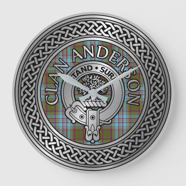 Relógio Grande Clan Anderson Crest & Tartan Knot (Frente)