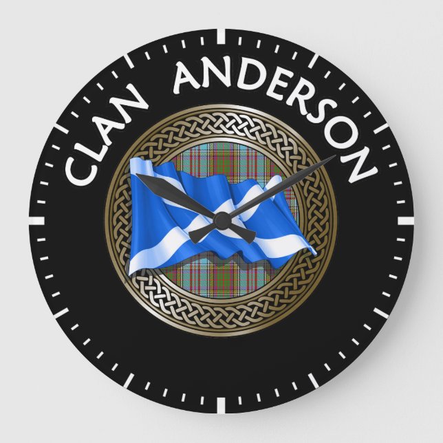 Relógio Grande Clan Anderson Tartan Knot & Flag (Frente)