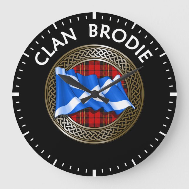 Relógio Grande Clan Brodie Tartan Knot & Flag (Frente)