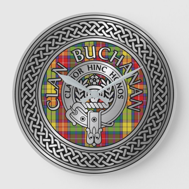 Relógio Grande Clan Buchanan Crest & Tartan Knot (Frente)