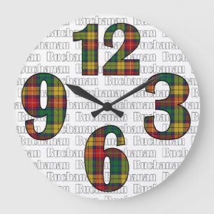 Relógio Grande Clan Buchanan Tartan Xadrez Large Clock