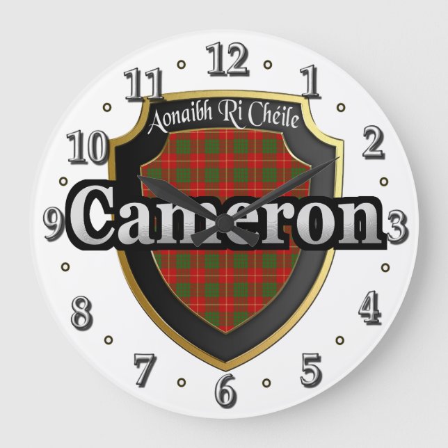 Relógio Grande Clan Cameron Tartan Scottish Dream Clock (Frente)