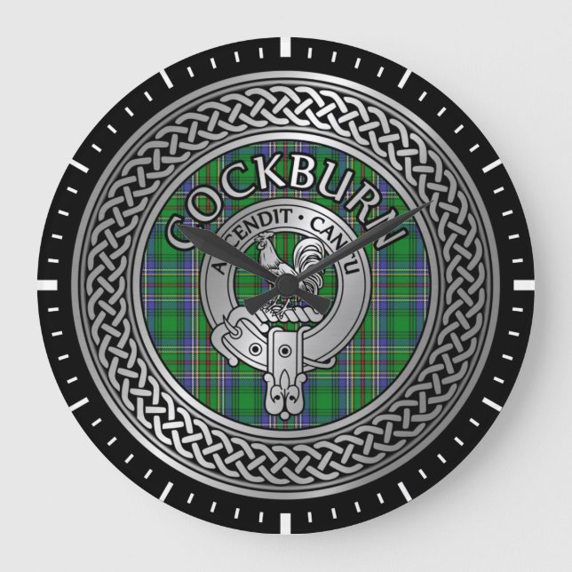 Relógio Grande Clan Cockburn Crest & Tartan Knot (Frente)