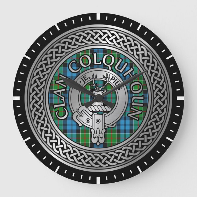Relógio Grande Clan Colquhoun Crest & Tartan Knot (Frente)
