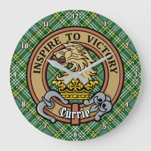Relógio Grande Clan Currie Lion Crest sobre Tartan