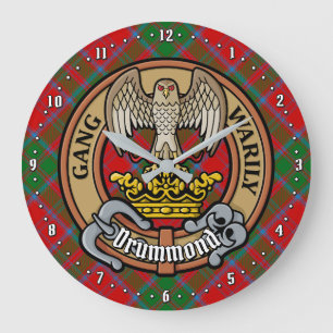 Relógio Grande Clan Drummond Crest sobre Tartan