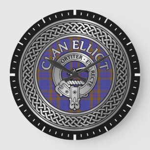Relógio Grande Clan ELLioT Crest & Tartan Knot Large Clock