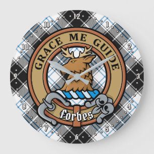 Relógio Grande Clan Forbes Crest sobre o vestido Tartan