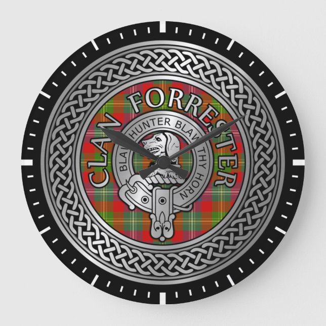 Relógio Grande Clan Forrester | Foster Crest & Tartan Knot (Frente)