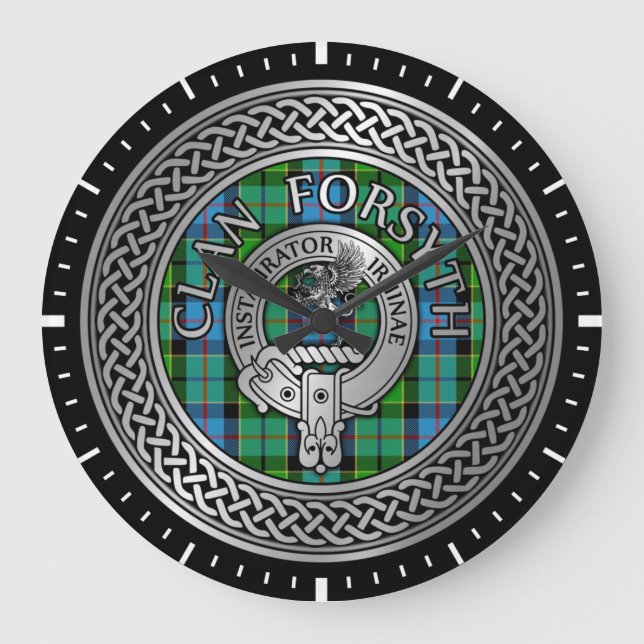 Relógio Grande Clan Forsyth Crest & Tartan Knot (Frente)