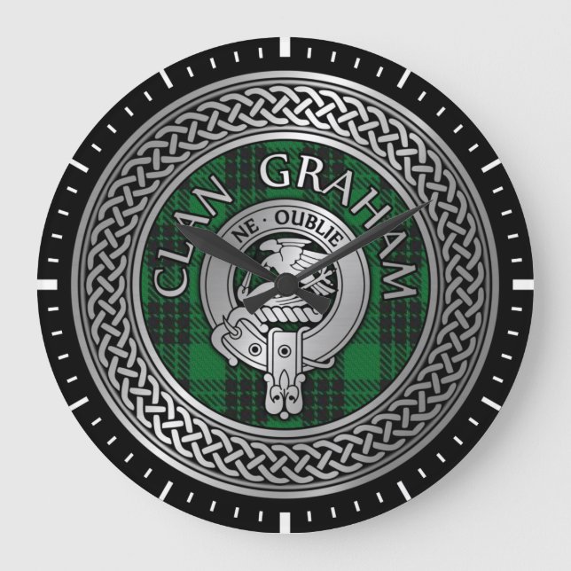 Relógio Grande Clan Graham Crest & Tartan Knot (Frente)