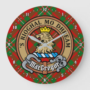 Relógio Grande Clan Gregor Crest sobre Tartan