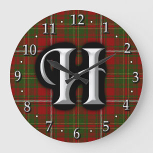 Relógio Grande Clan Hay - Letra H Monograma Tartan