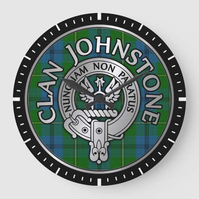 Relógio Grande Clan Johnstone Crest & Tartan Knot (Frente)