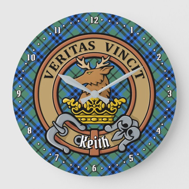 Relógio Grande Clan Keith Crest sobre Tartan (Frente)