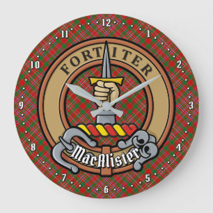 Relógio Grande Clan MacAlister Crest sobre Tartan