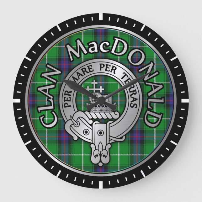 Relógio Grande Clan MacDonald Crest e Tartan (Frente)