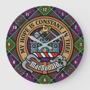 Relógio Grande Clan MacDonald do Clanranald Crest sobre Tartan