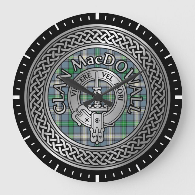 Relógio Grande Clan MacDowall Crest & Tartan Knot (Frente)