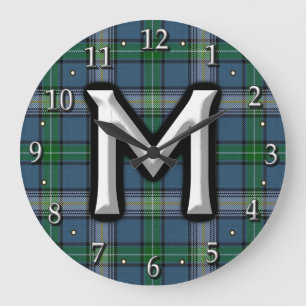 Relógio Grande Clan MacDowall McDowell - Letra M Monograma Tartan