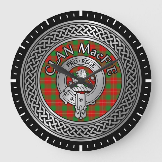 Relógio Grande Clan MacFie Crest & Tartan Knot (Frente)
