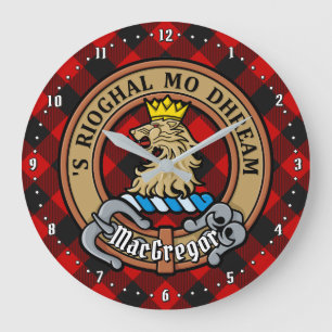 Relógio Grande Clan MacGregor Crest sobre Rob Roy Tartan