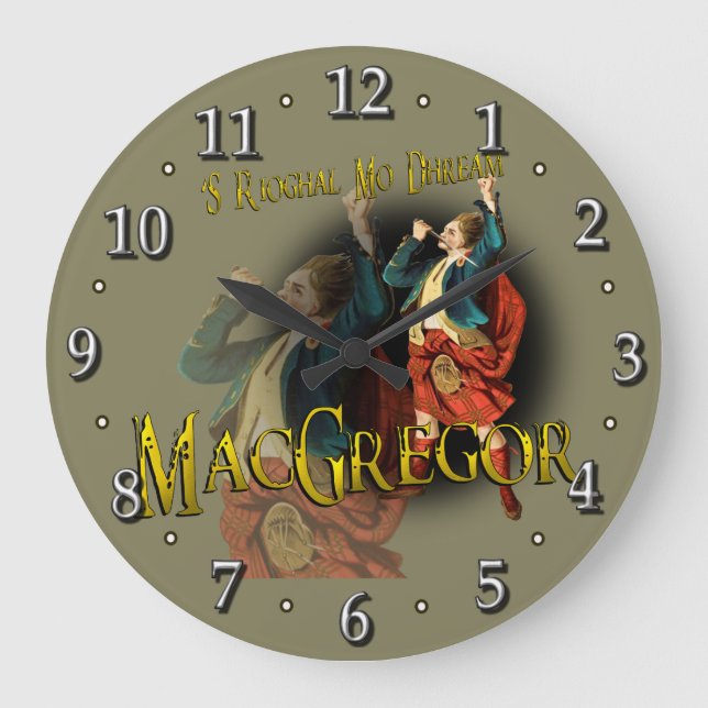 Relógio Grande Clan MacGregor Tartan Escocês (Frente)