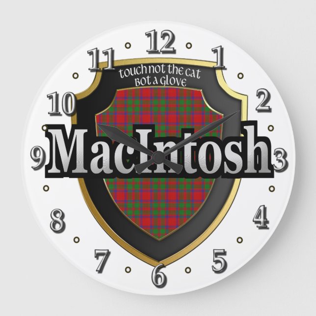 Relógio Grande Clan MacIntosh Tartan Scottish Dream Clock (Frente)