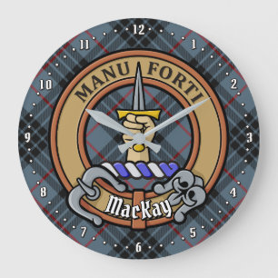 Relógio Grande Clan MacKay Crest sobre Blue Tartan